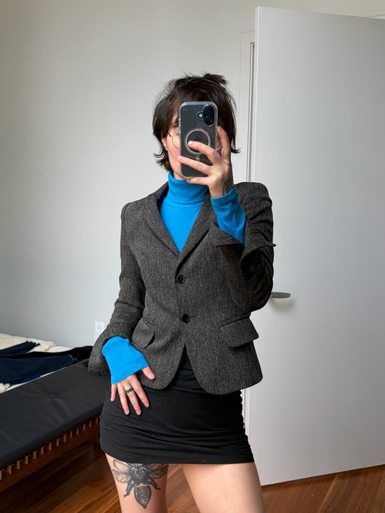 Vintage Tops - Cobalt Blue Turtleneck Onesie
